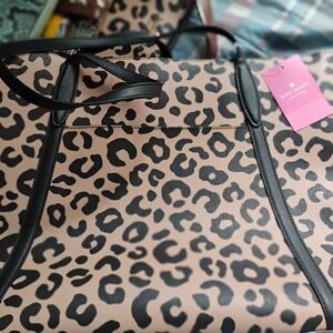 Kate Spade Leopard Print Tote - Black and Tan